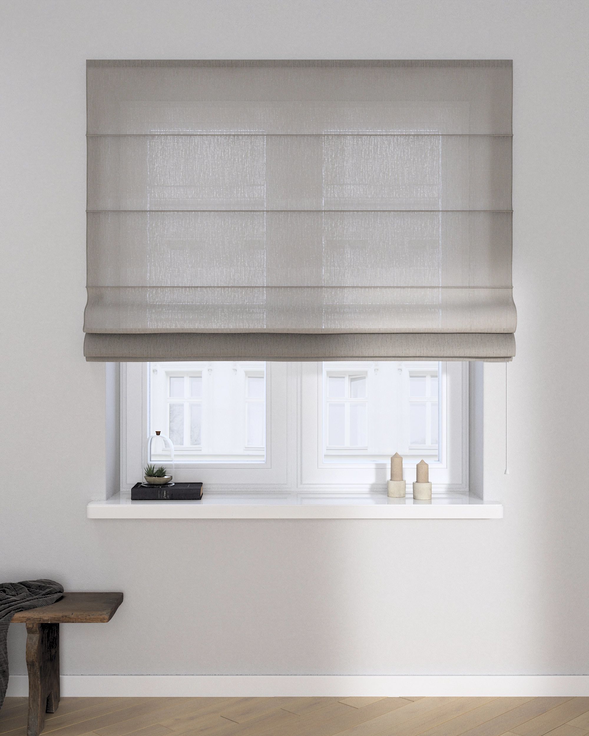 Liftgardin Capri  farge beige stoff lysgjennomtrengende, grov