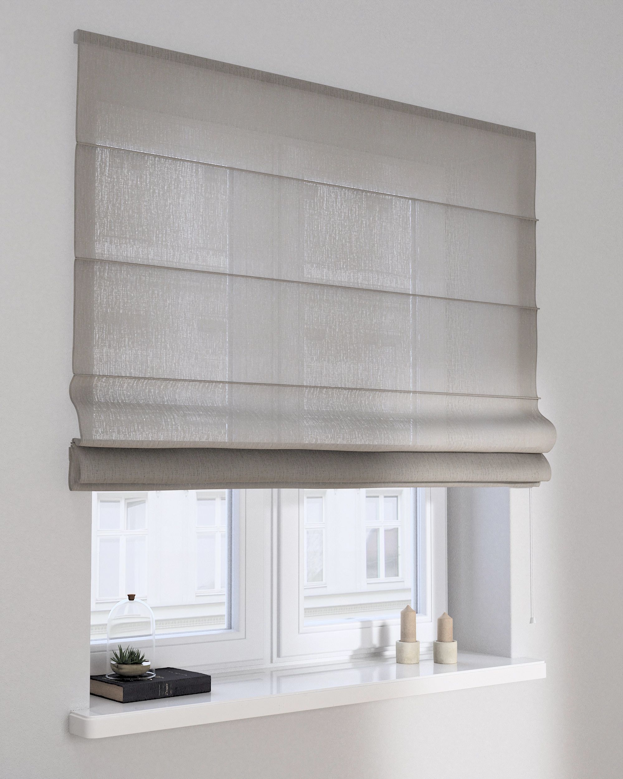 Liftgardin Capri  farge beige stoff lysgjennomtrengende, grov (hover)
