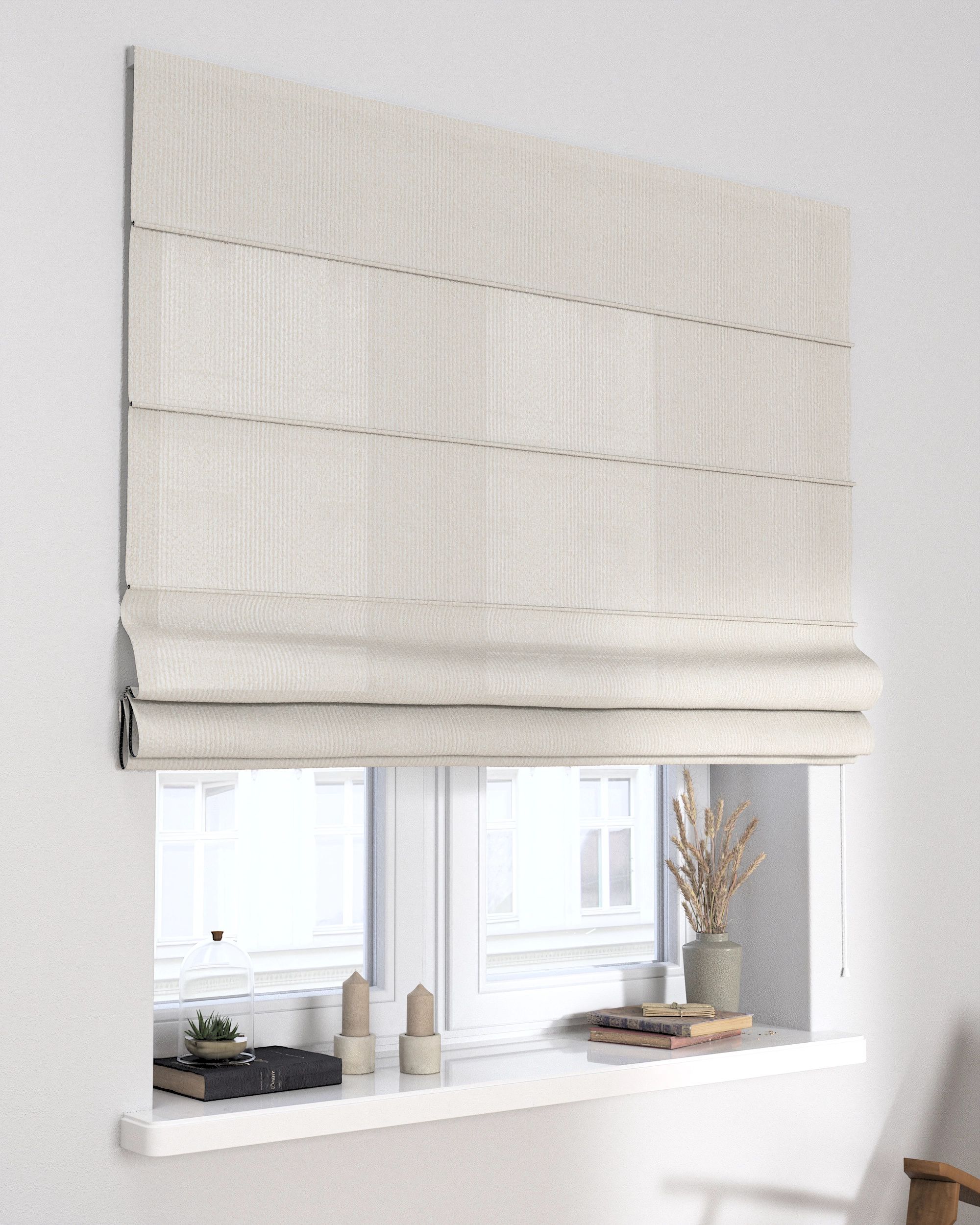 Liftgardin Capri  farge hvit stoff grov