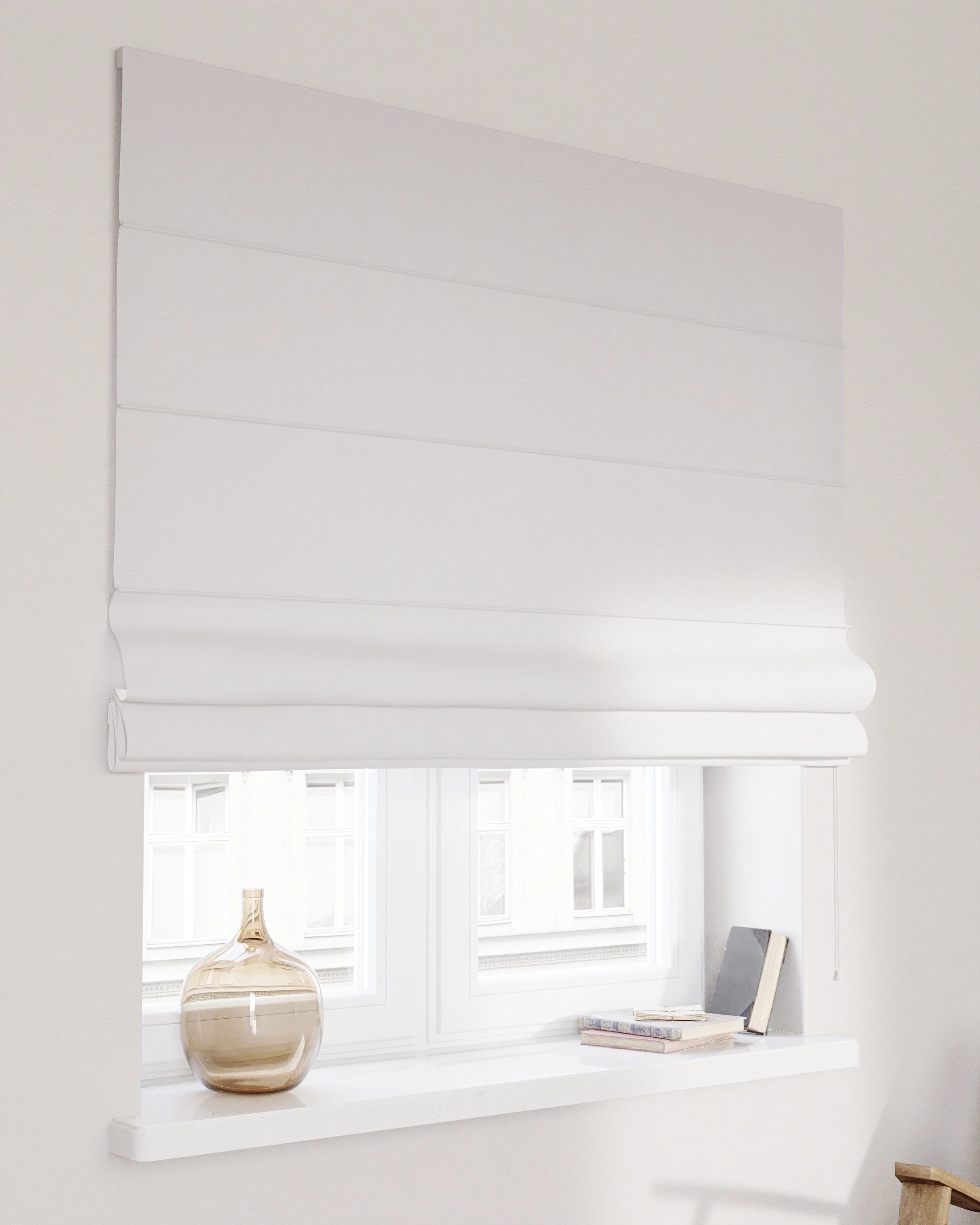 Liftgardin Capri  farge hvit stoff lysgjennomtrengende, grov, lin