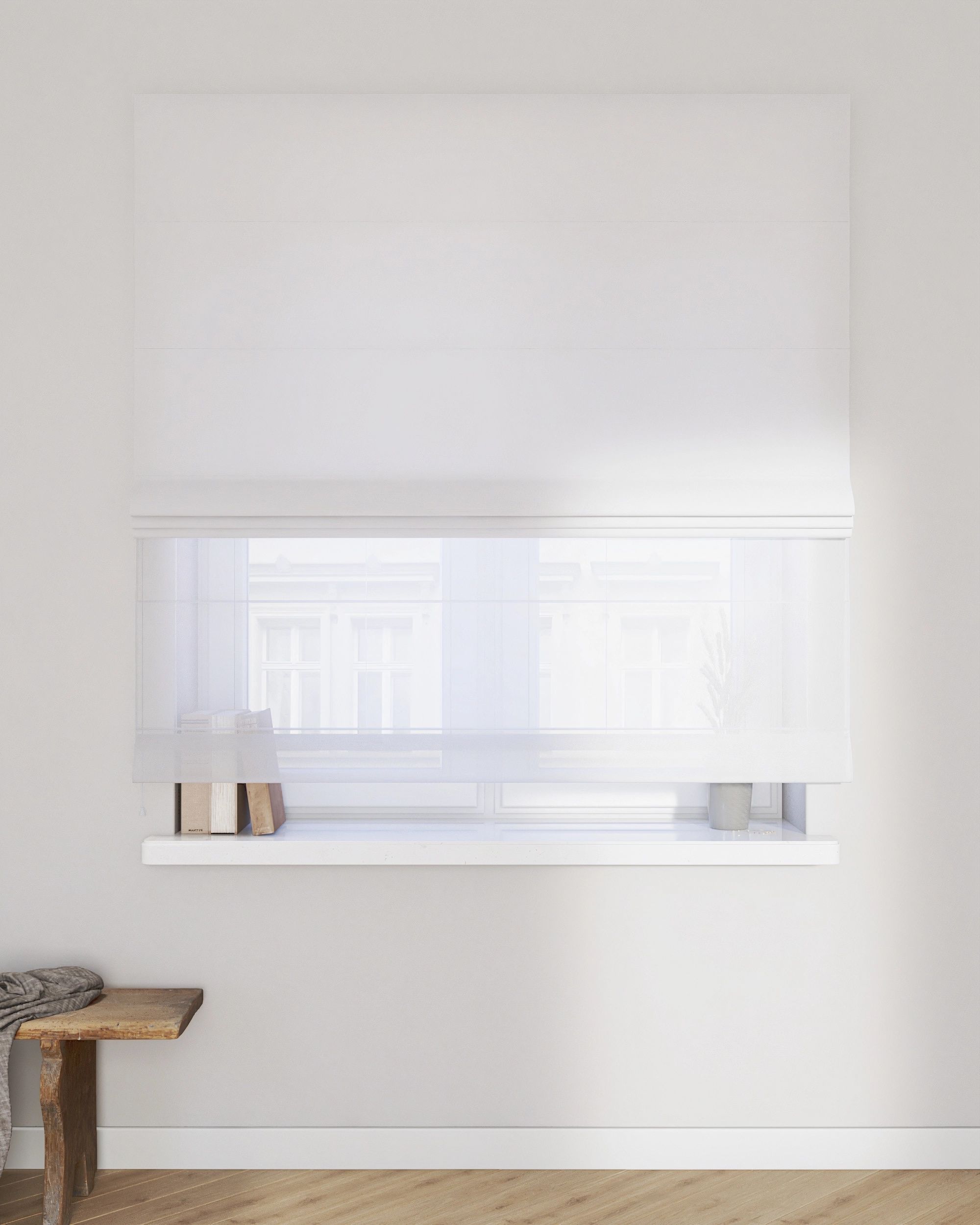 Duo med ensfarvet voile farge hvit (hover)
