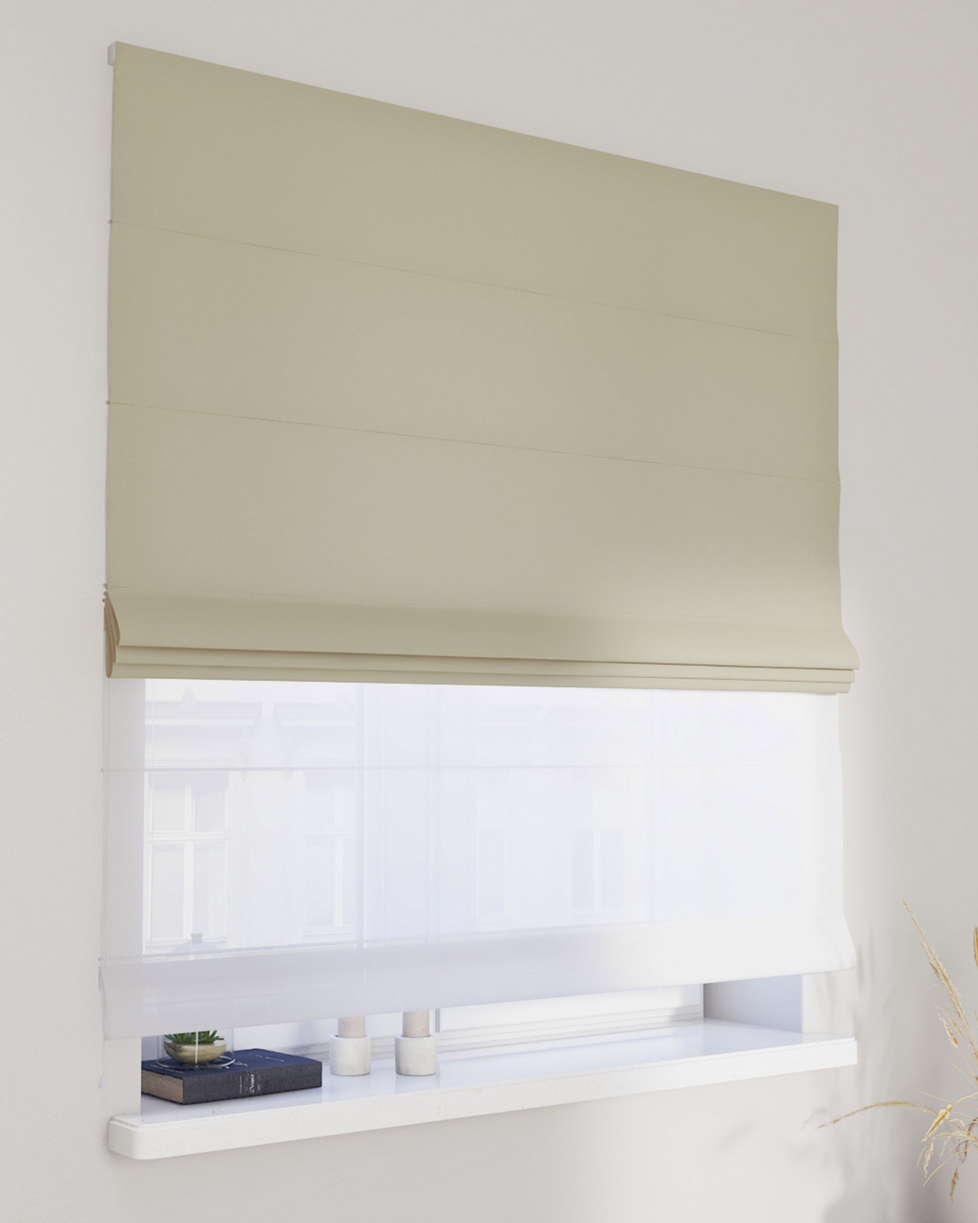 Duo med ensfarvet voile farge beige
