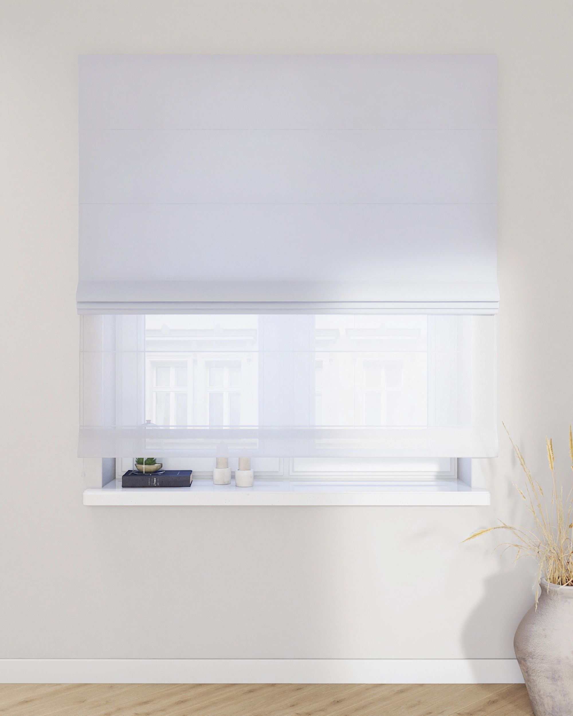 Duo med ensfarvet voile farge blå (hover)