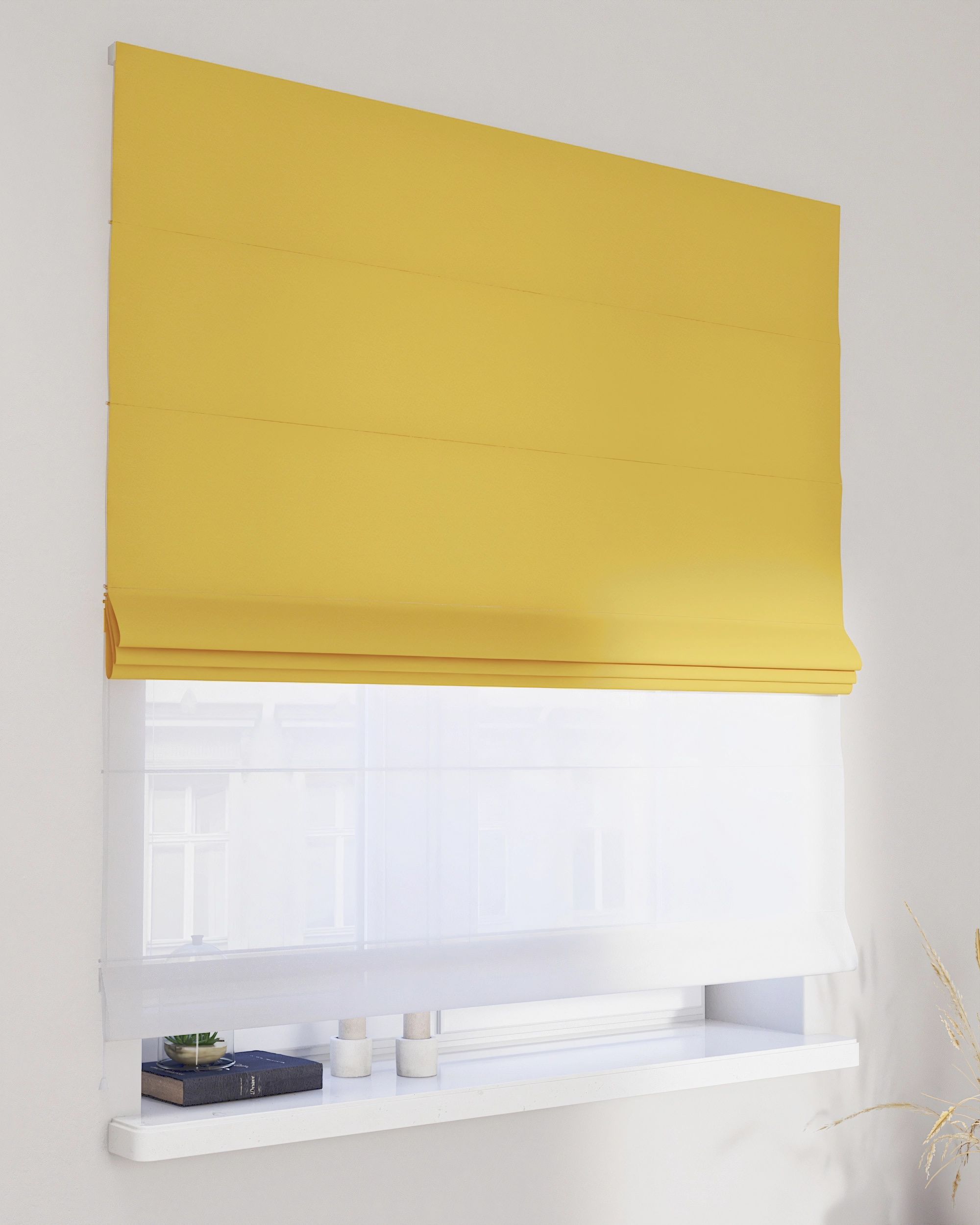 Duo med ensfarvet voile farge gul