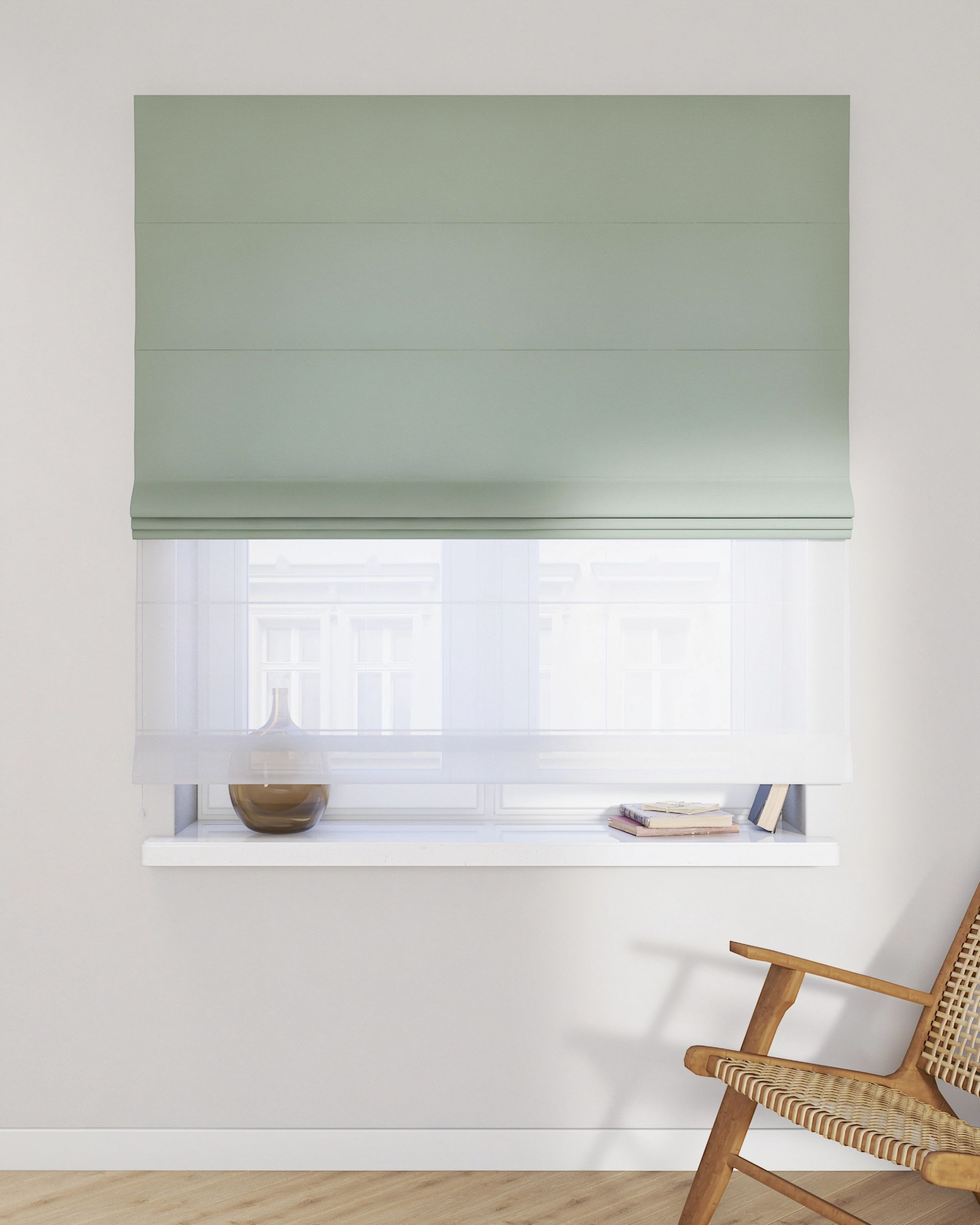 Duo med ensfarvet voile farge grønn (hover)