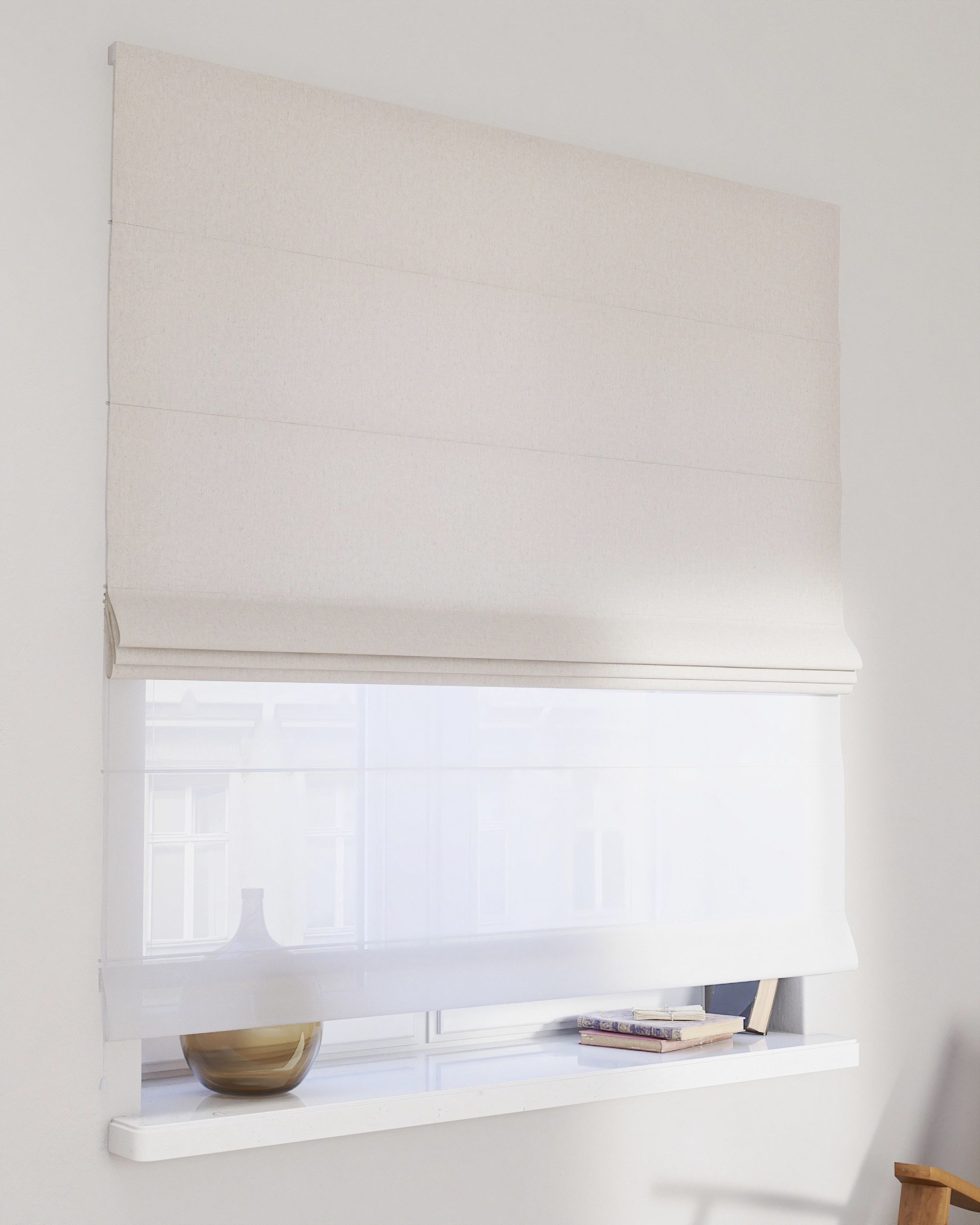 Duo med ensfarvet voile farge beige