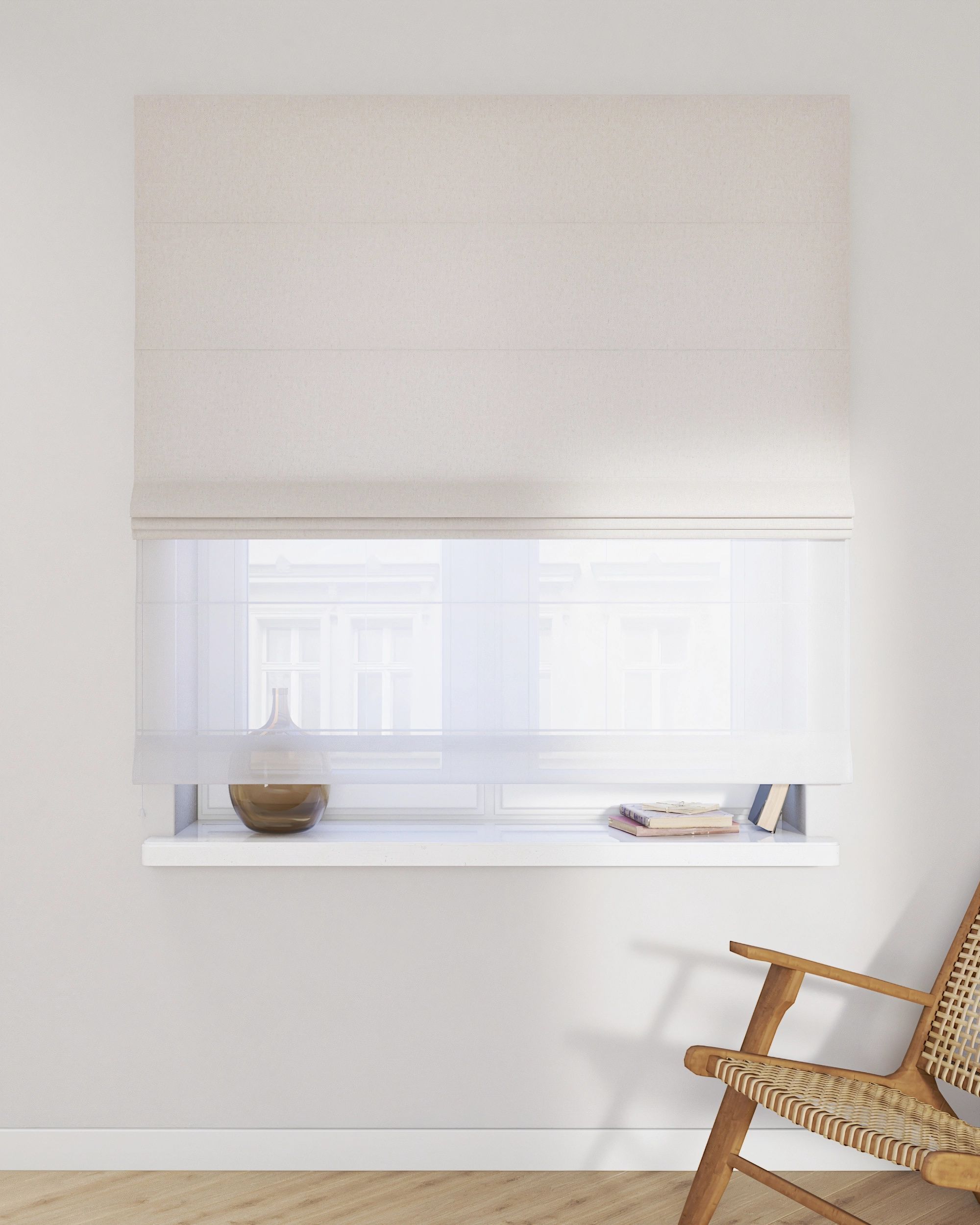 Duo med ensfarvet voile farge beige (hover)