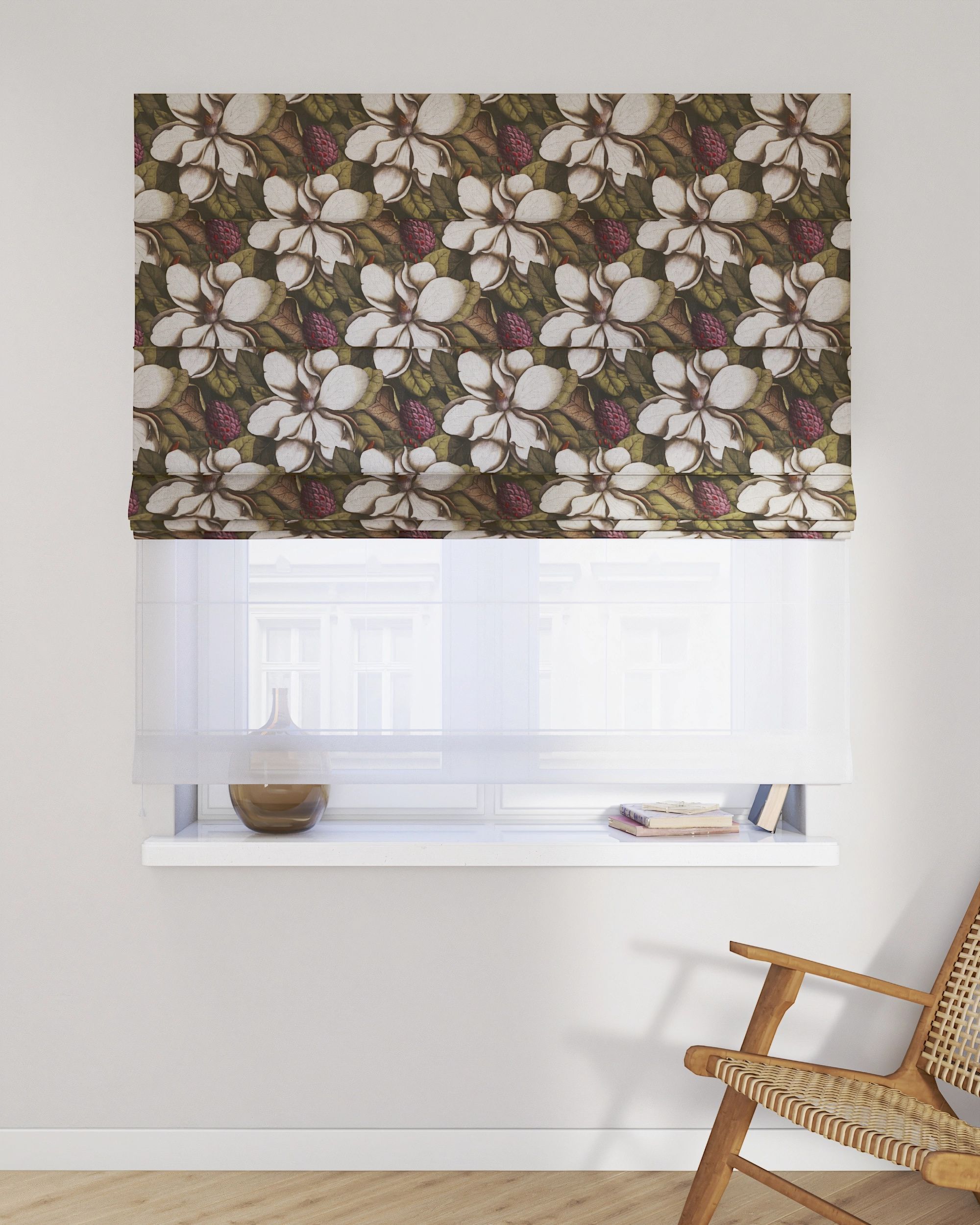 Duo med ensfarvet voile farge flerfarget stoff mønstret (hover)