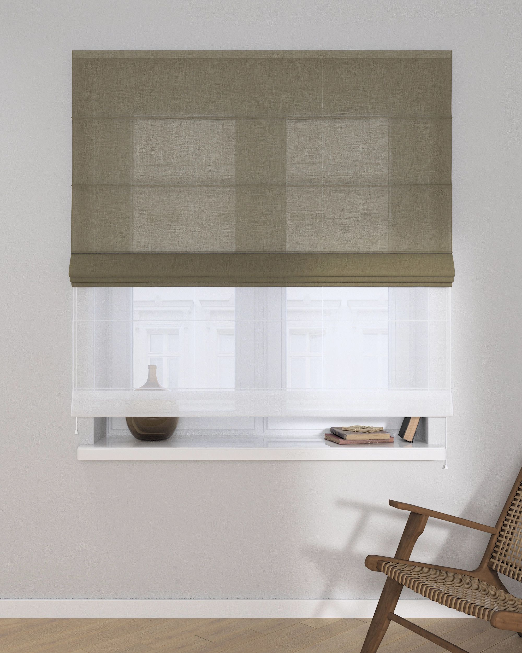 Duo med ensfarvet voile farge brub stoff grov