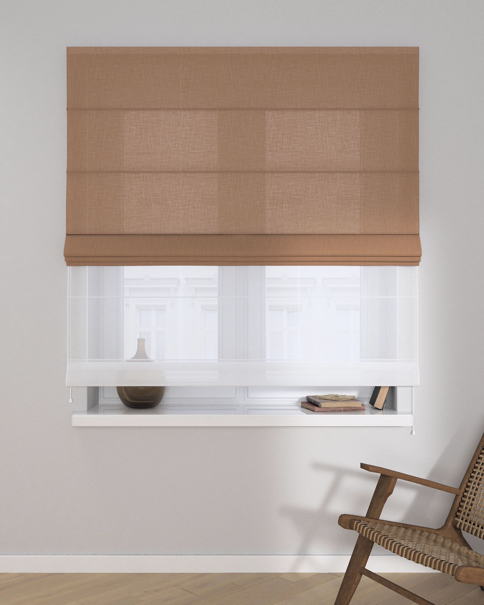 Duo med ensfarvet voile farge brub stoff grov