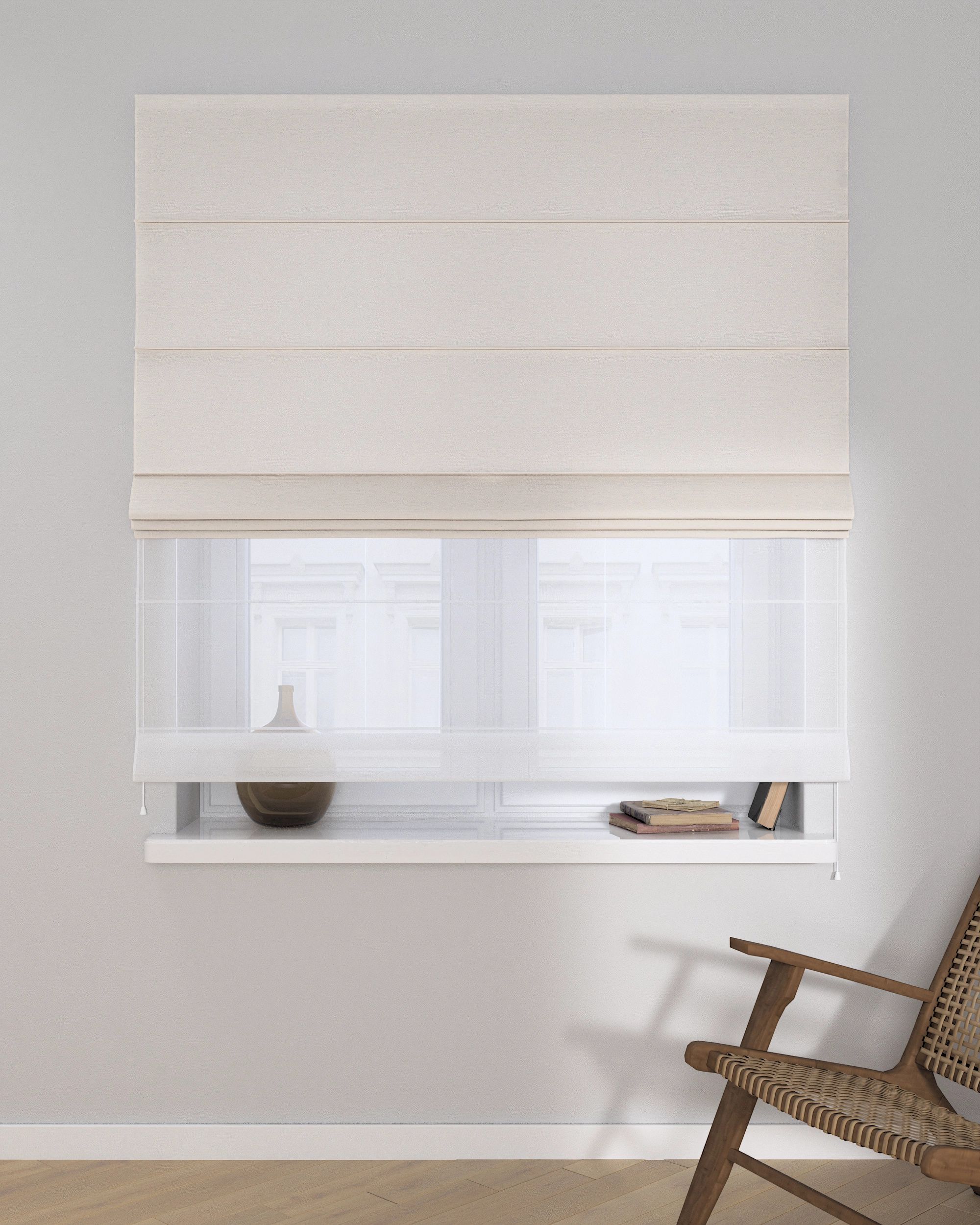 Duo med ensfarvet voile farge beige