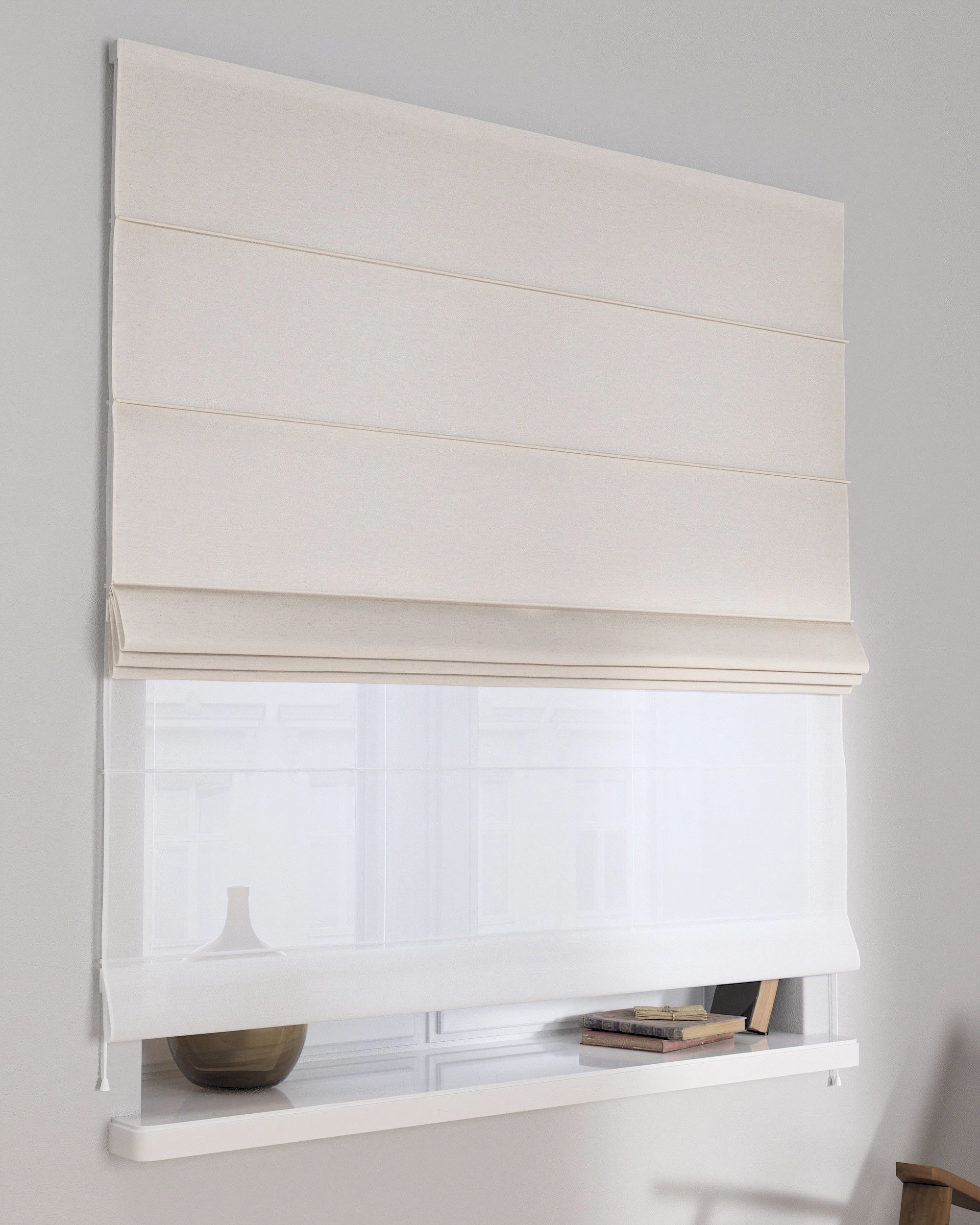 Duo med ensfarvet voile farge beige (hover)