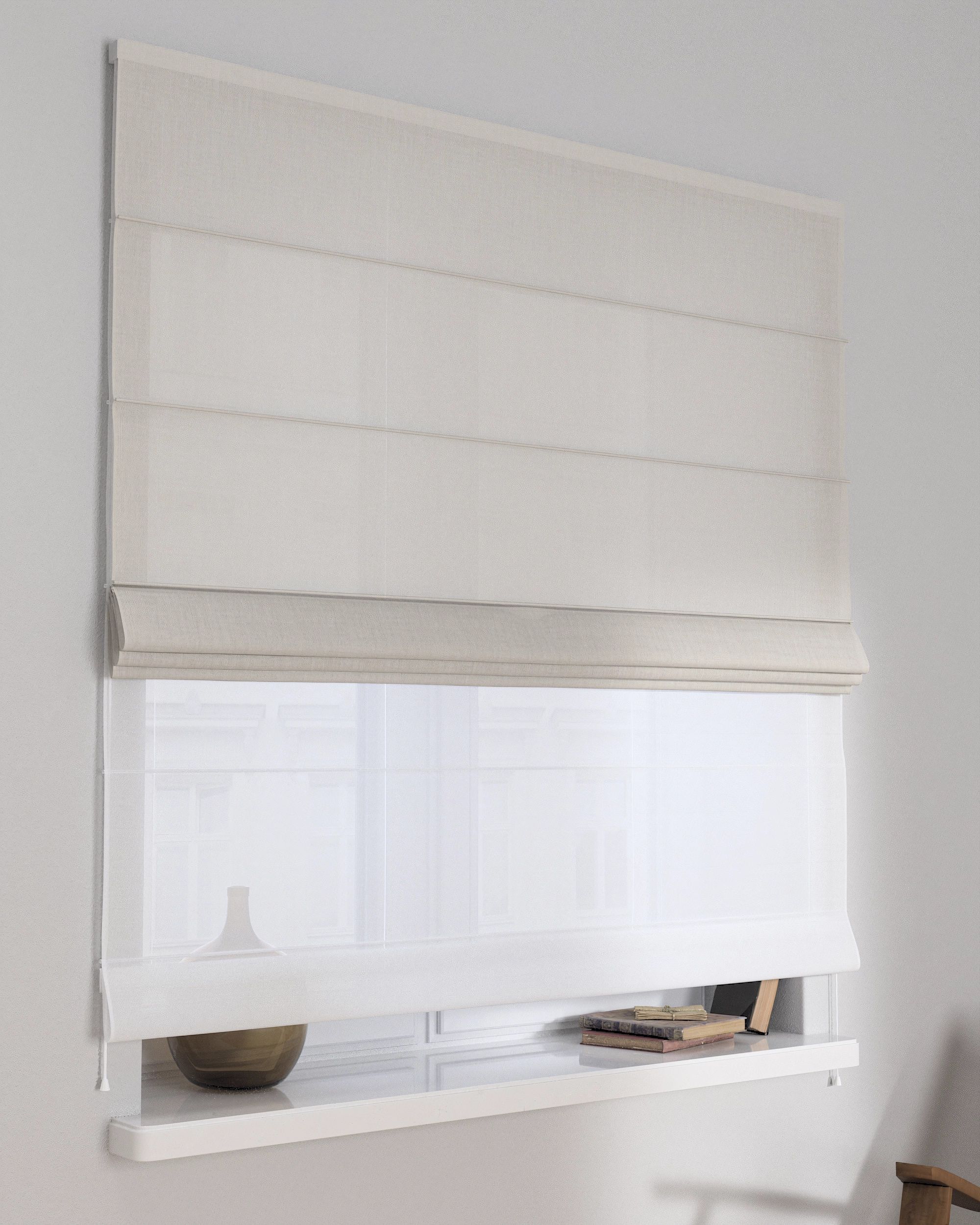 Duo med ensfarvet voile farge hvit stoff grov (hover)