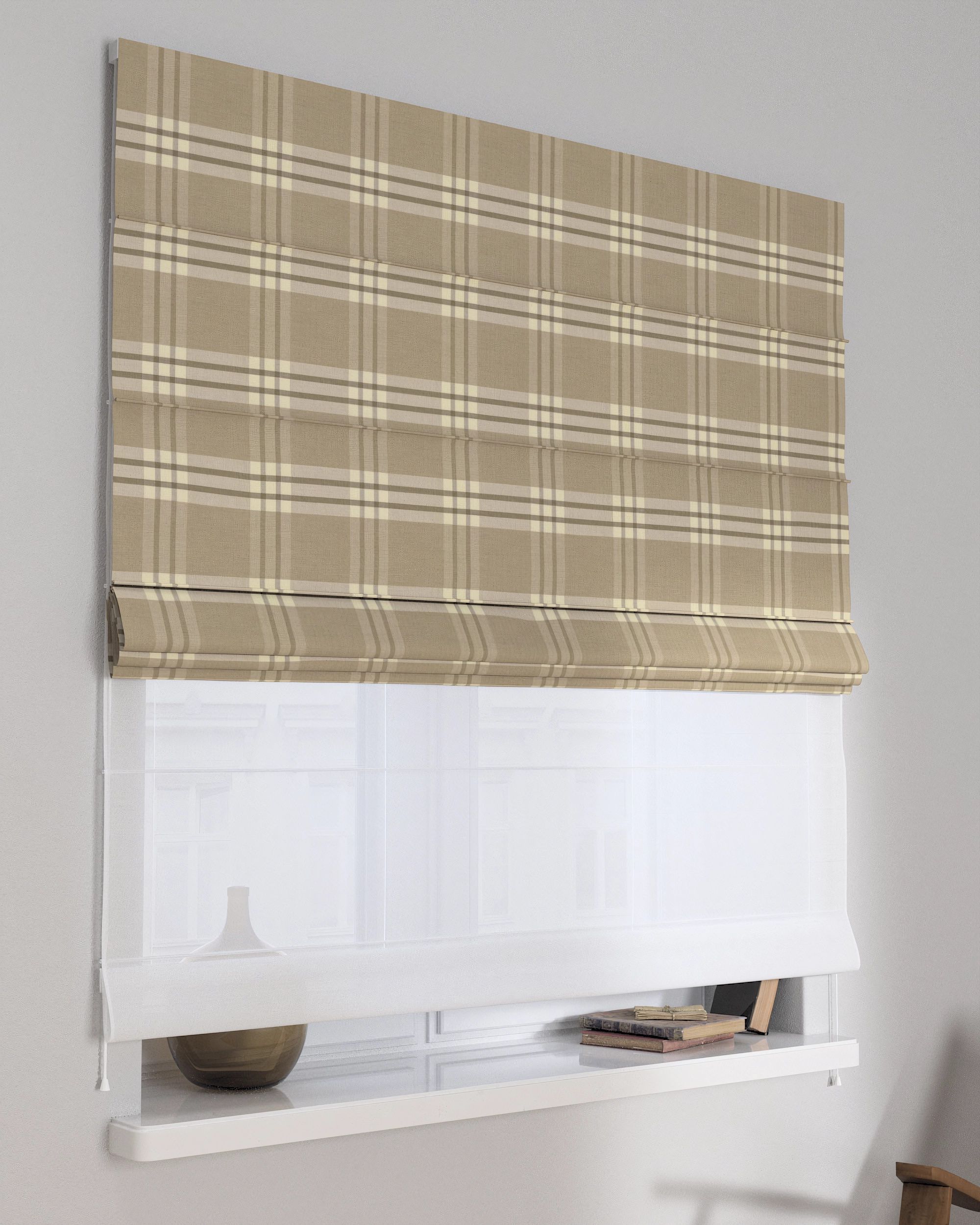 Duo med ensfarvet voile farge beige