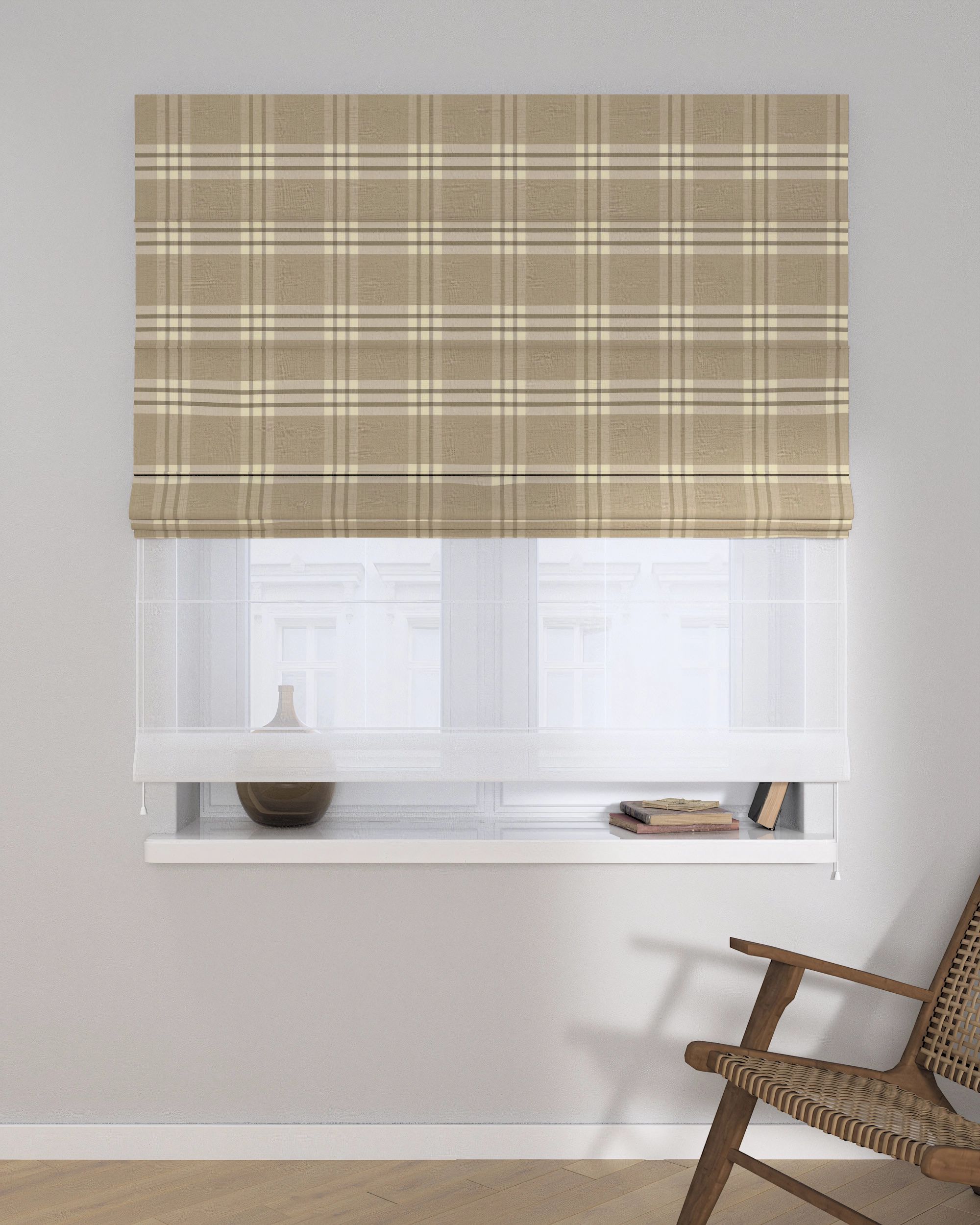 Duo med ensfarvet voile farge beige (hover)