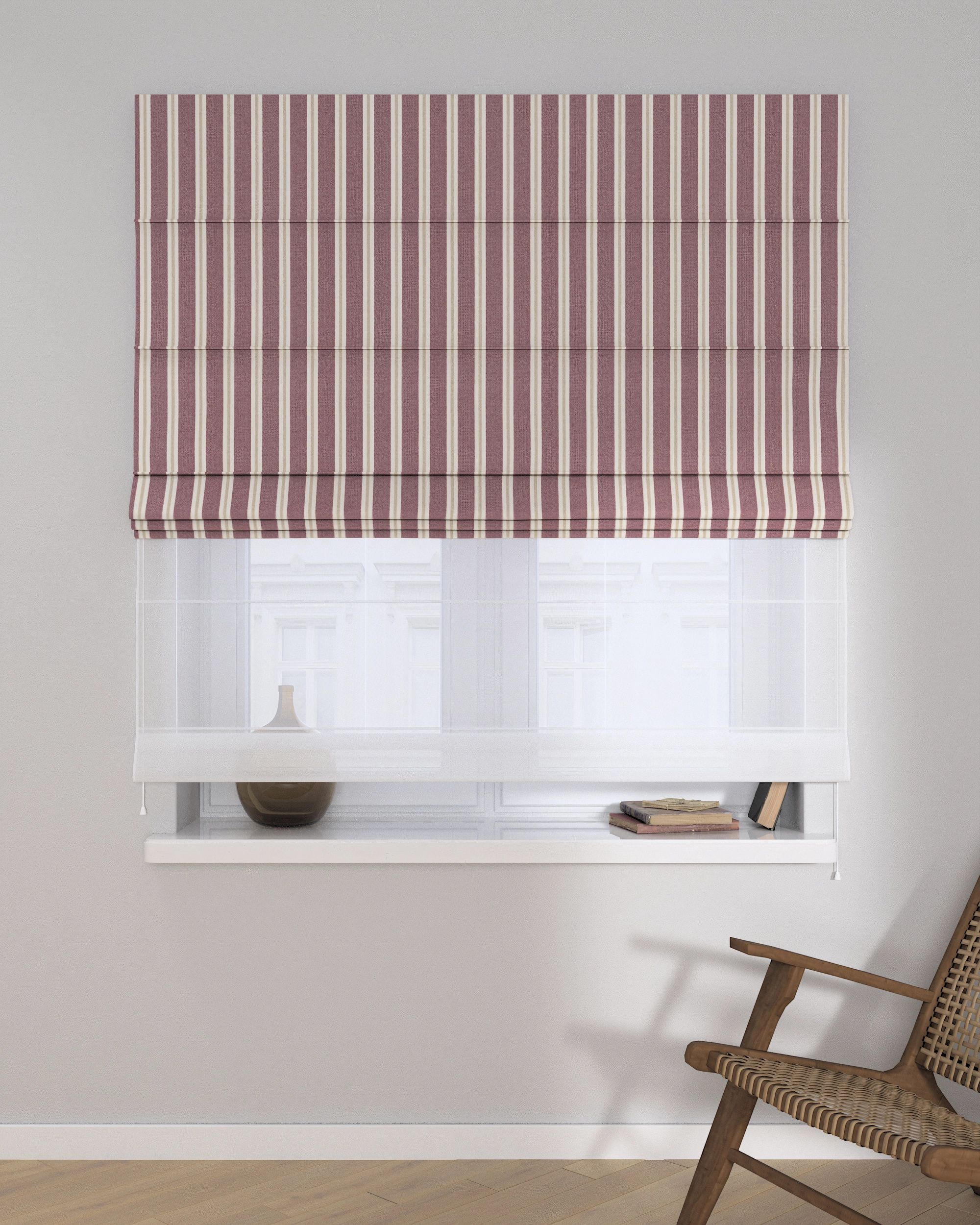 Duo med ensfarvet voile farge rød stoff grov, mønstret (hover)