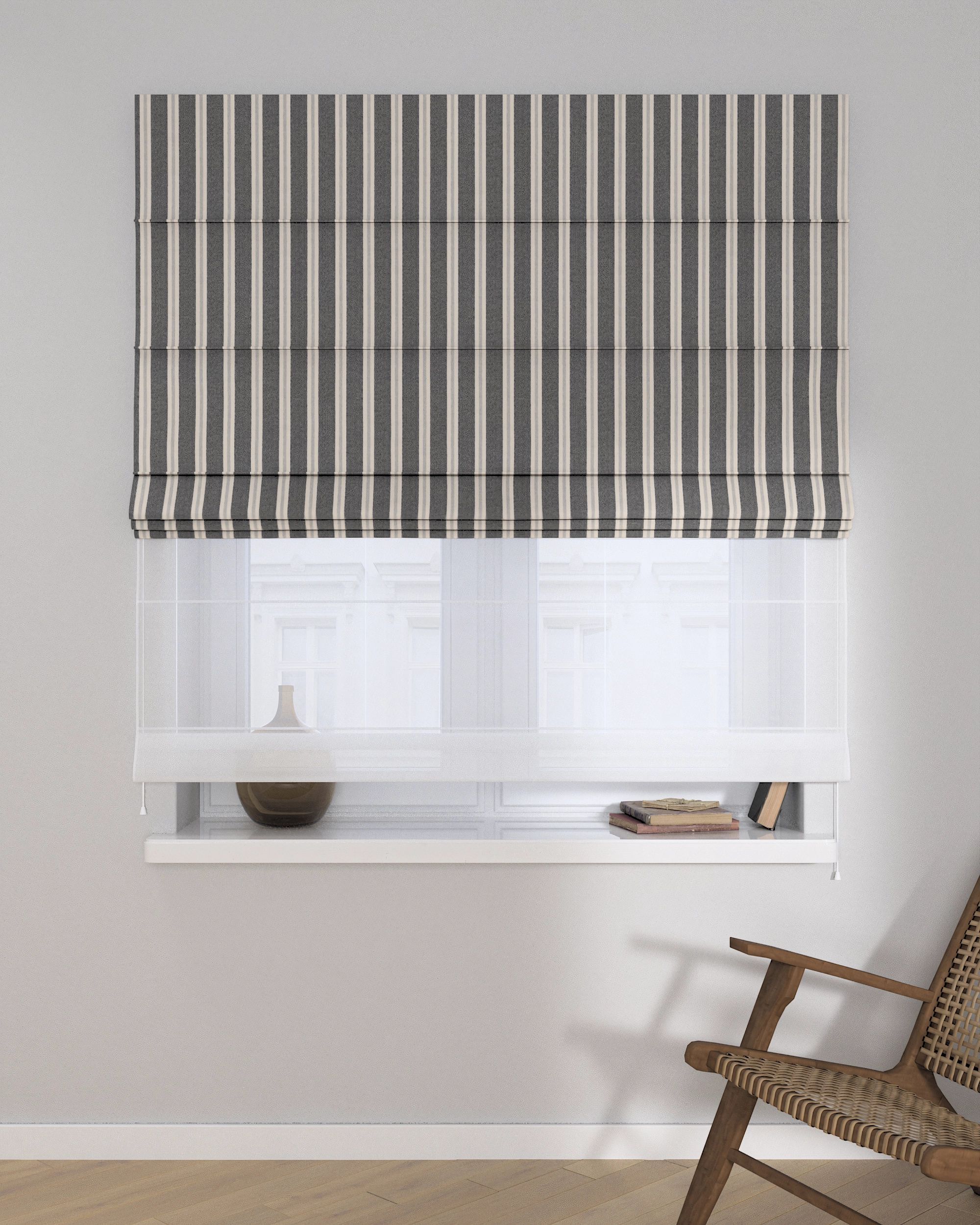 Duo med ensfarvet voile farge sort stoff grov, mønstret (hover)