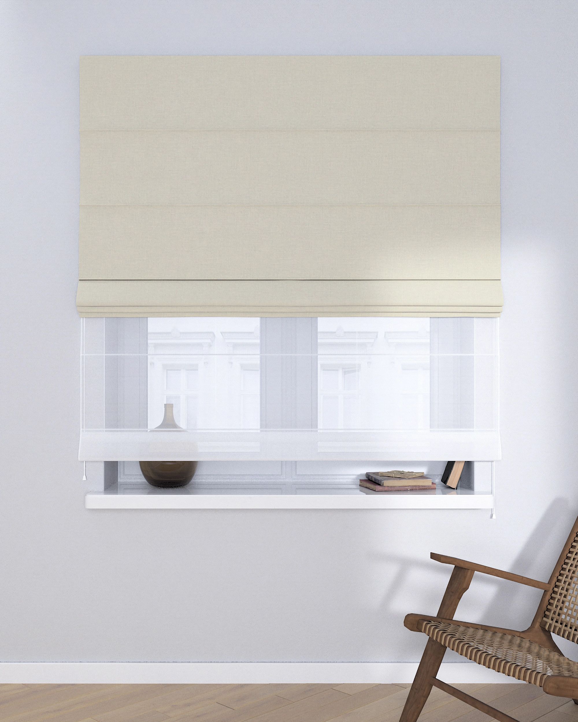 Duo med ensfarvet voile farge grå stoff grov (hover)