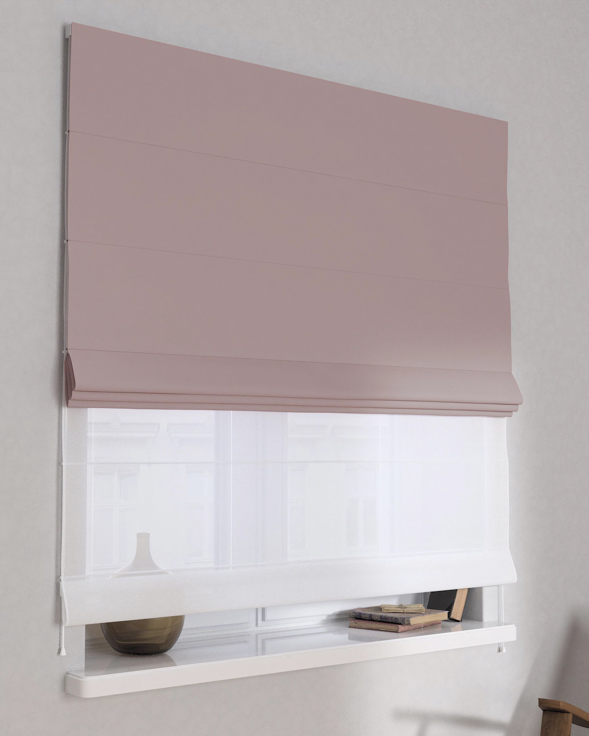Duo med ensfarvet voile farge pink stoff mørkleggende