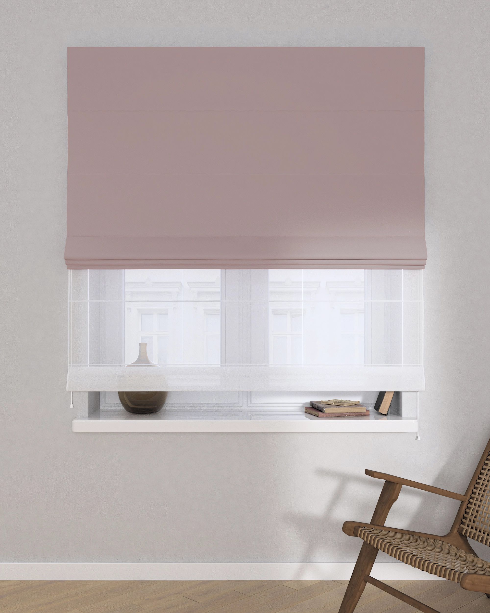 Duo med ensfarvet voile farge pink stoff mørkleggende (hover)