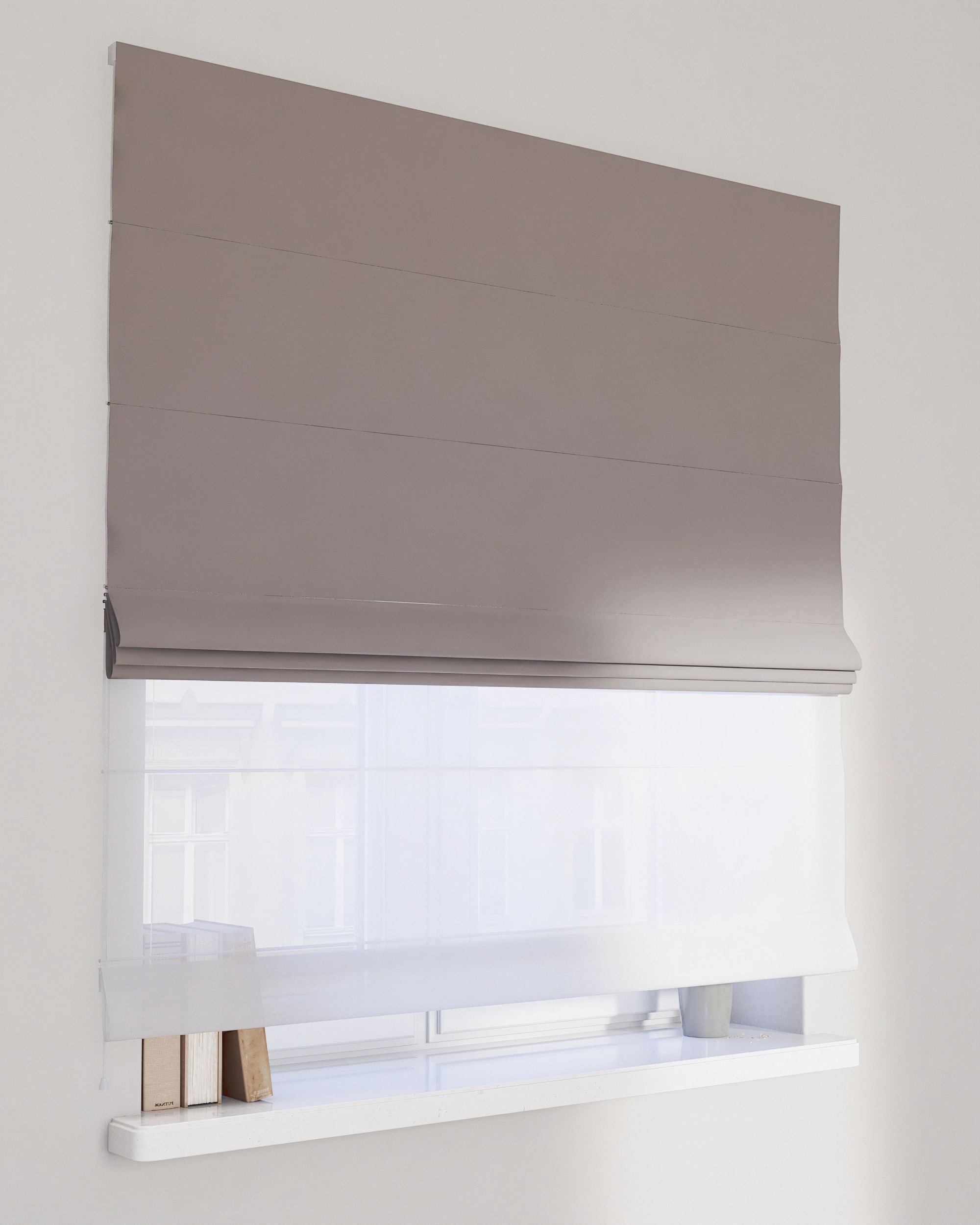 Duo med ensfarvet voile farge grå stoff blank, velur