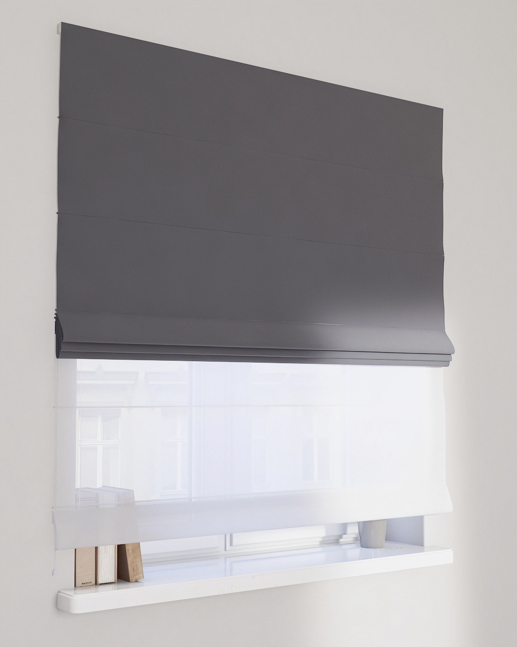 Duo med ensfarvet voile farge grå stoff blank, velur