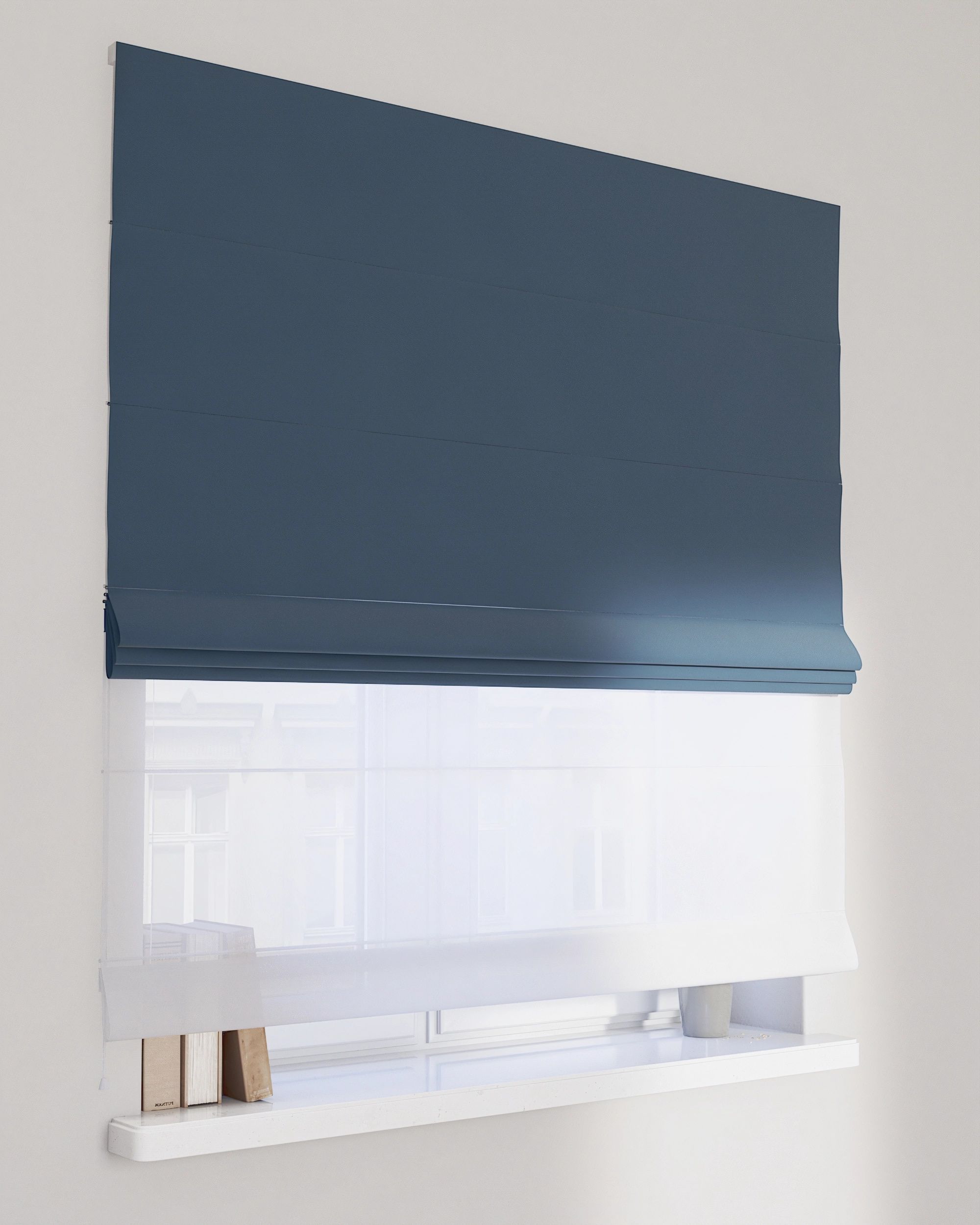 Duo med ensfarvet voile farge blå stoff blank, velur