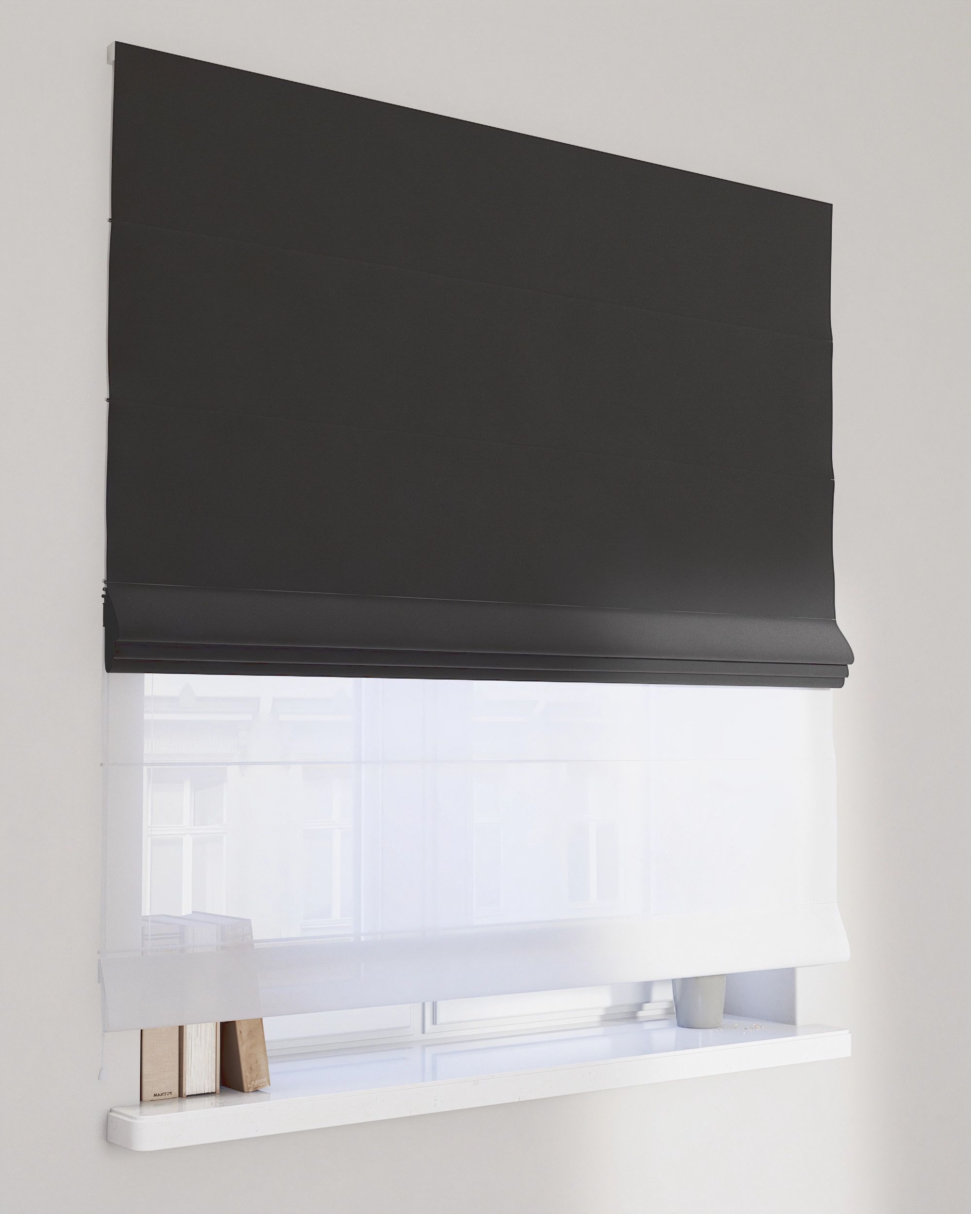 Duo med ensfarvet voile farge sort stoff blank, velur