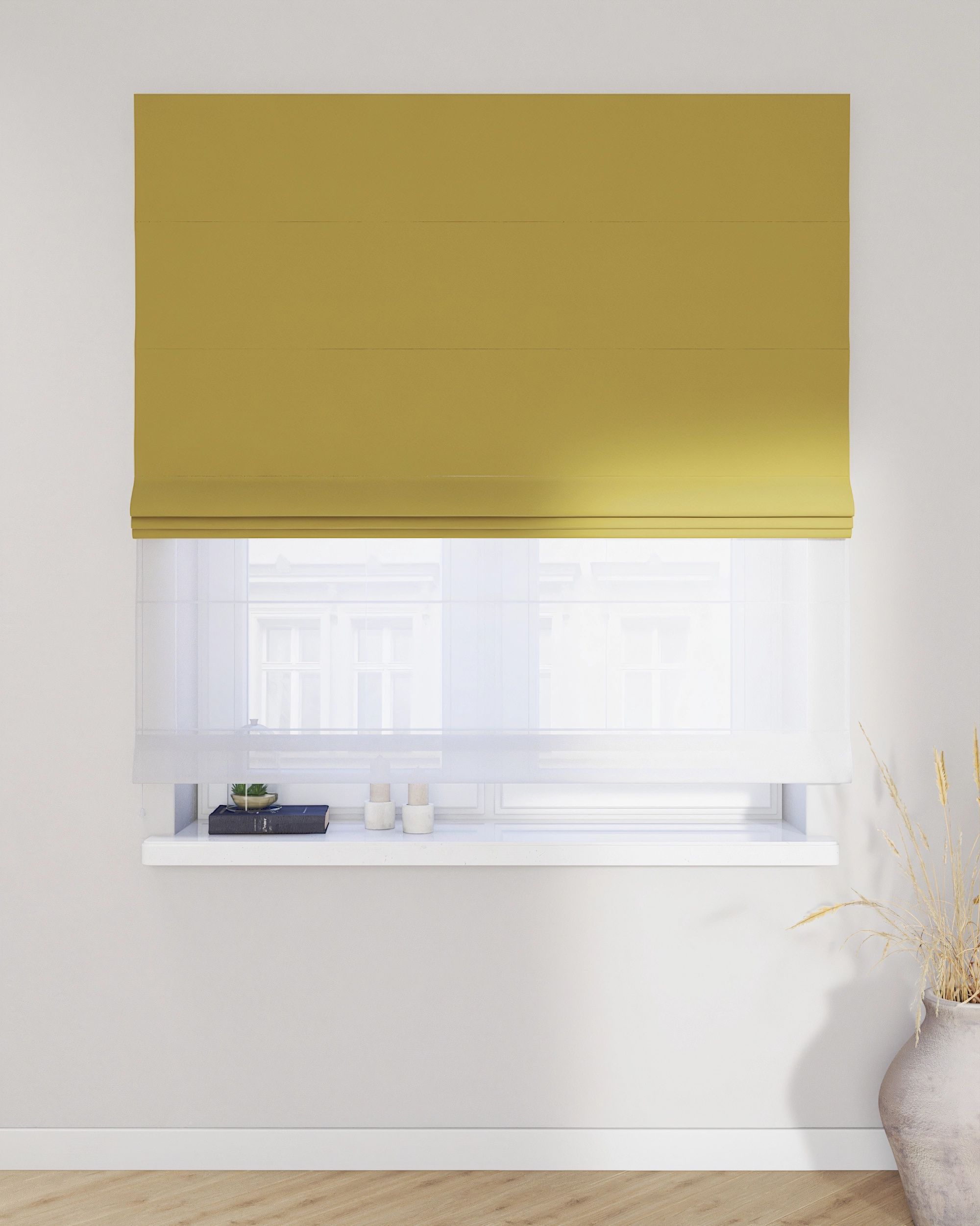 Duo med ensfarvet voile farge grønn stoff blank, velur (hover)