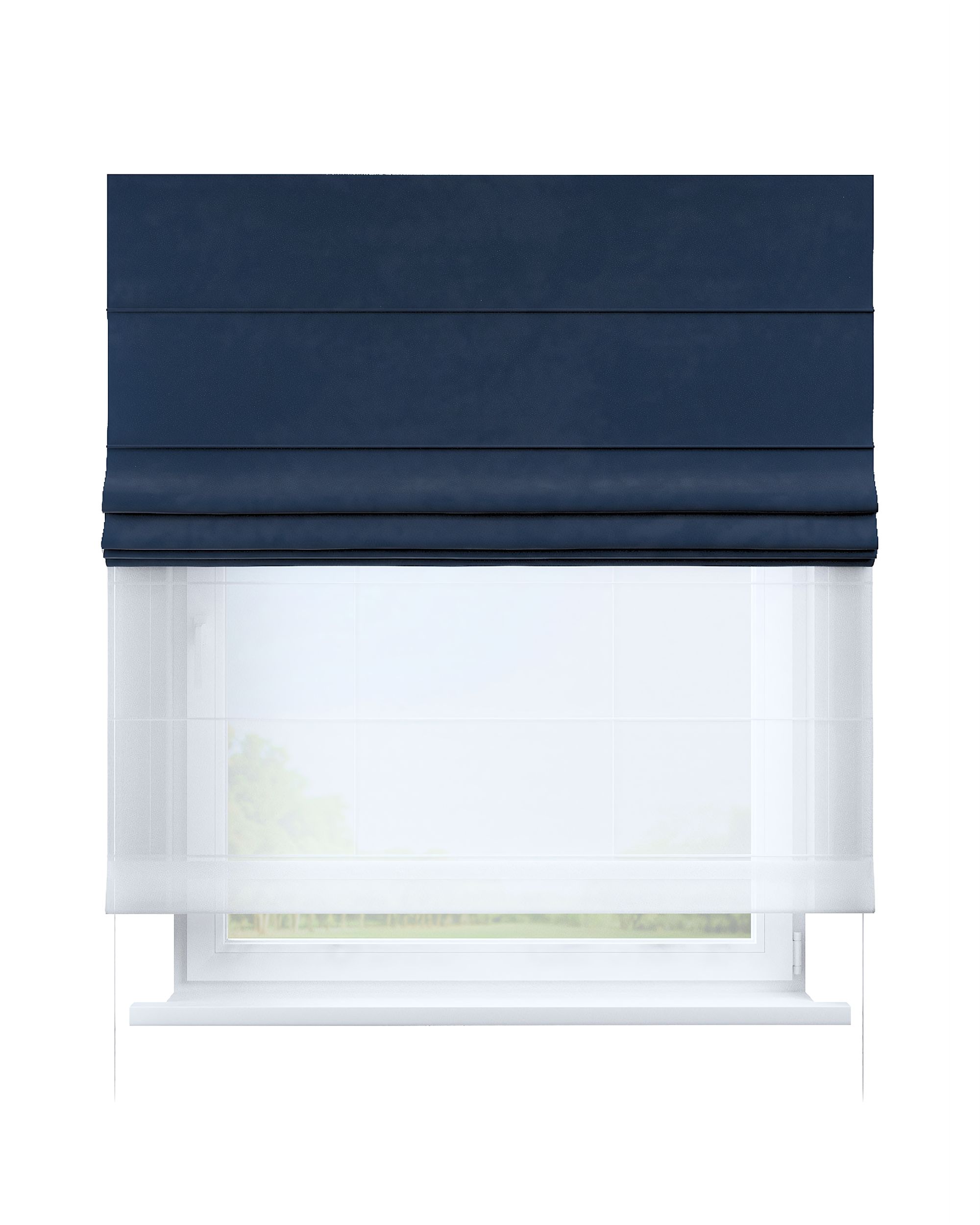 Duo med ensfarvet voile farge marineblå stoff blank, velur