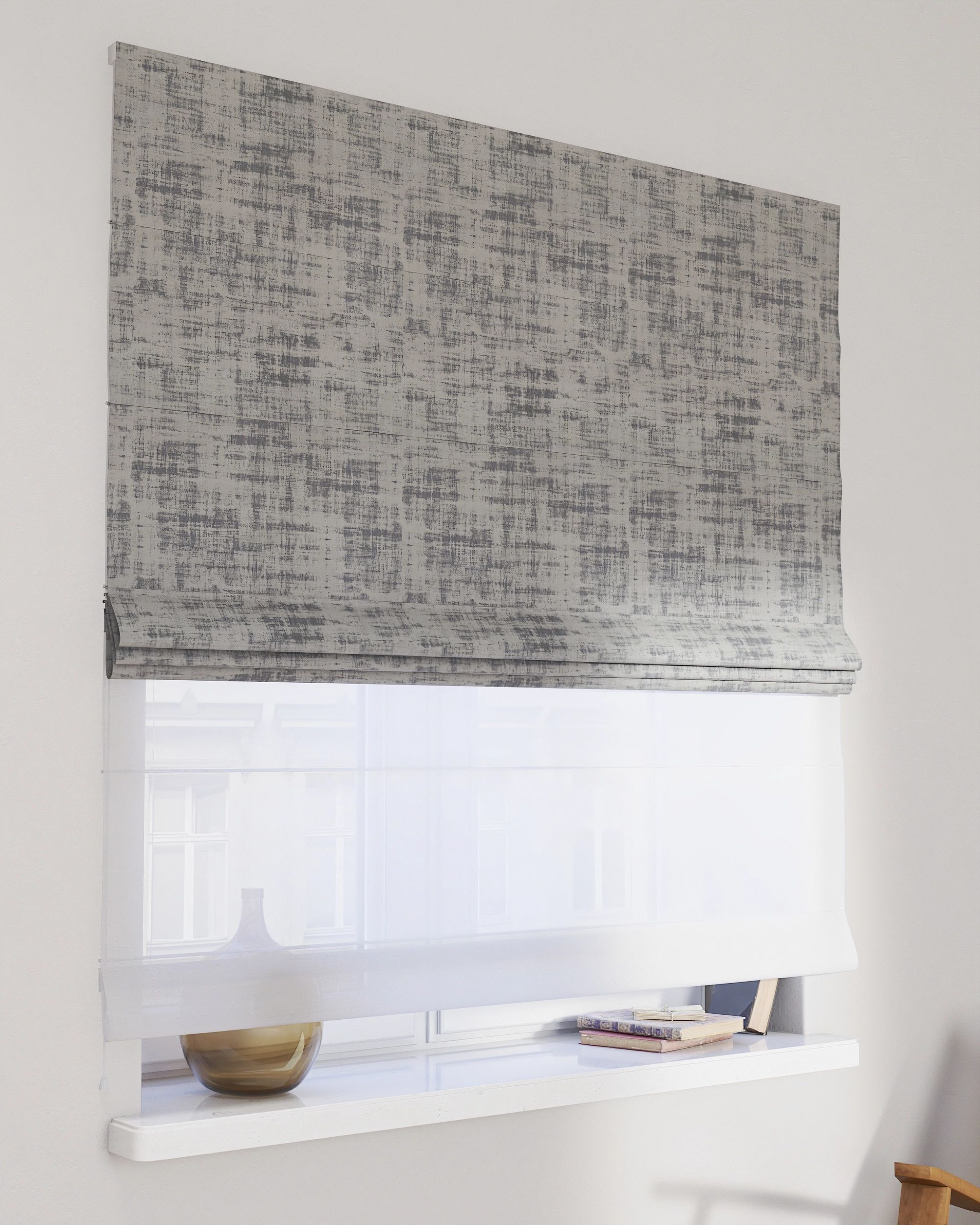 Duo med ensfarvet voile farge grå stoff blank, velur