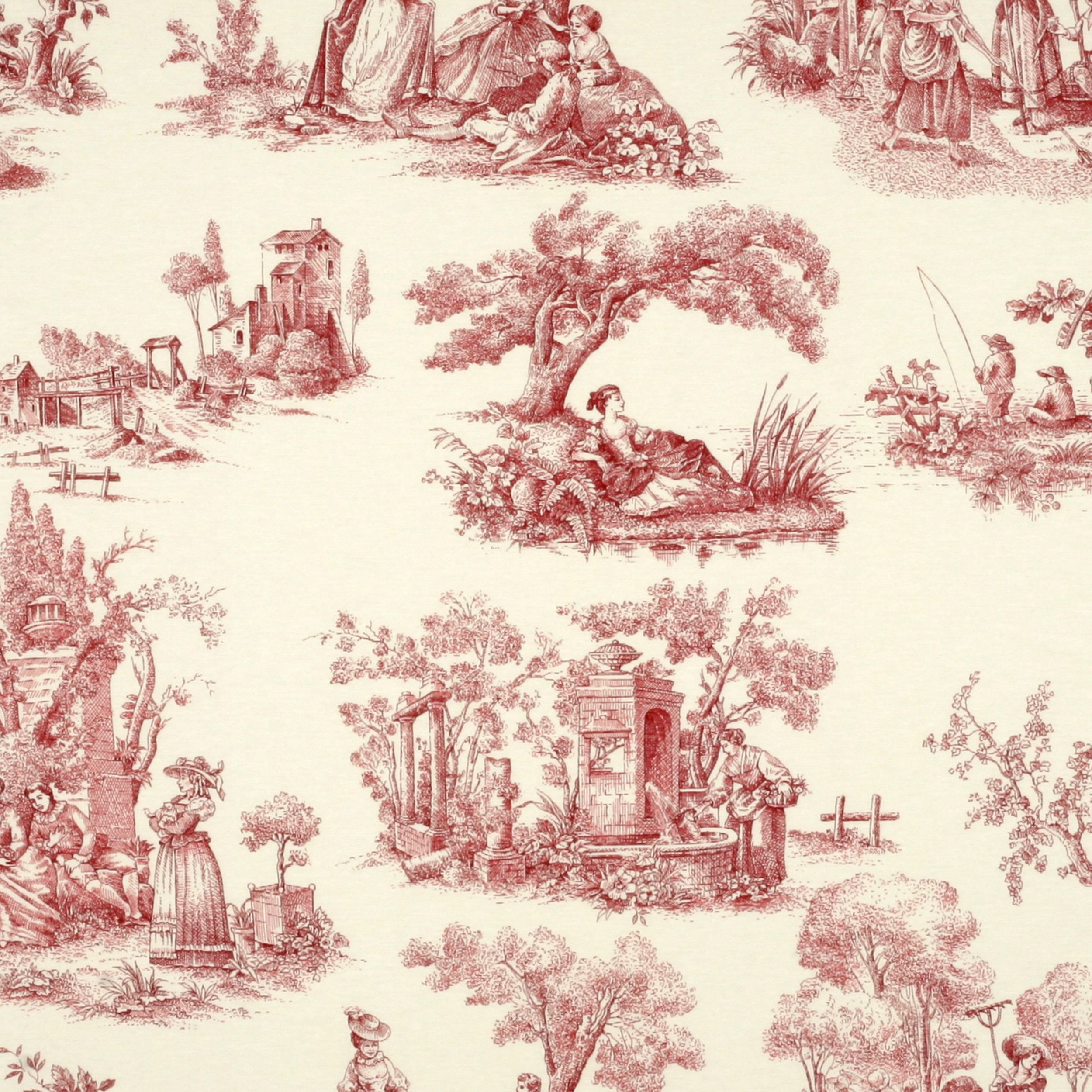 Avinon 132-15 rød print, creme bakgrunn