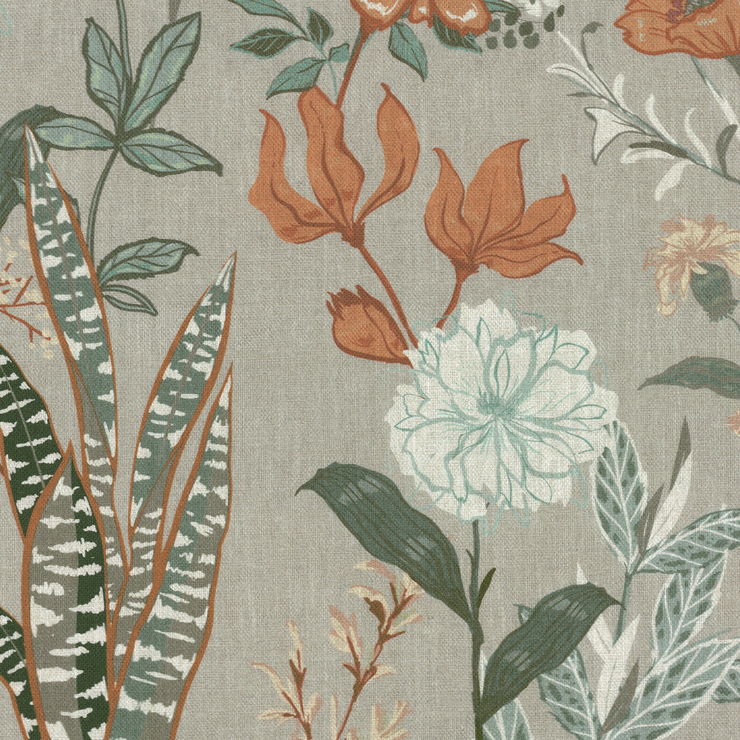 Flowers 143-70 offwhite med print