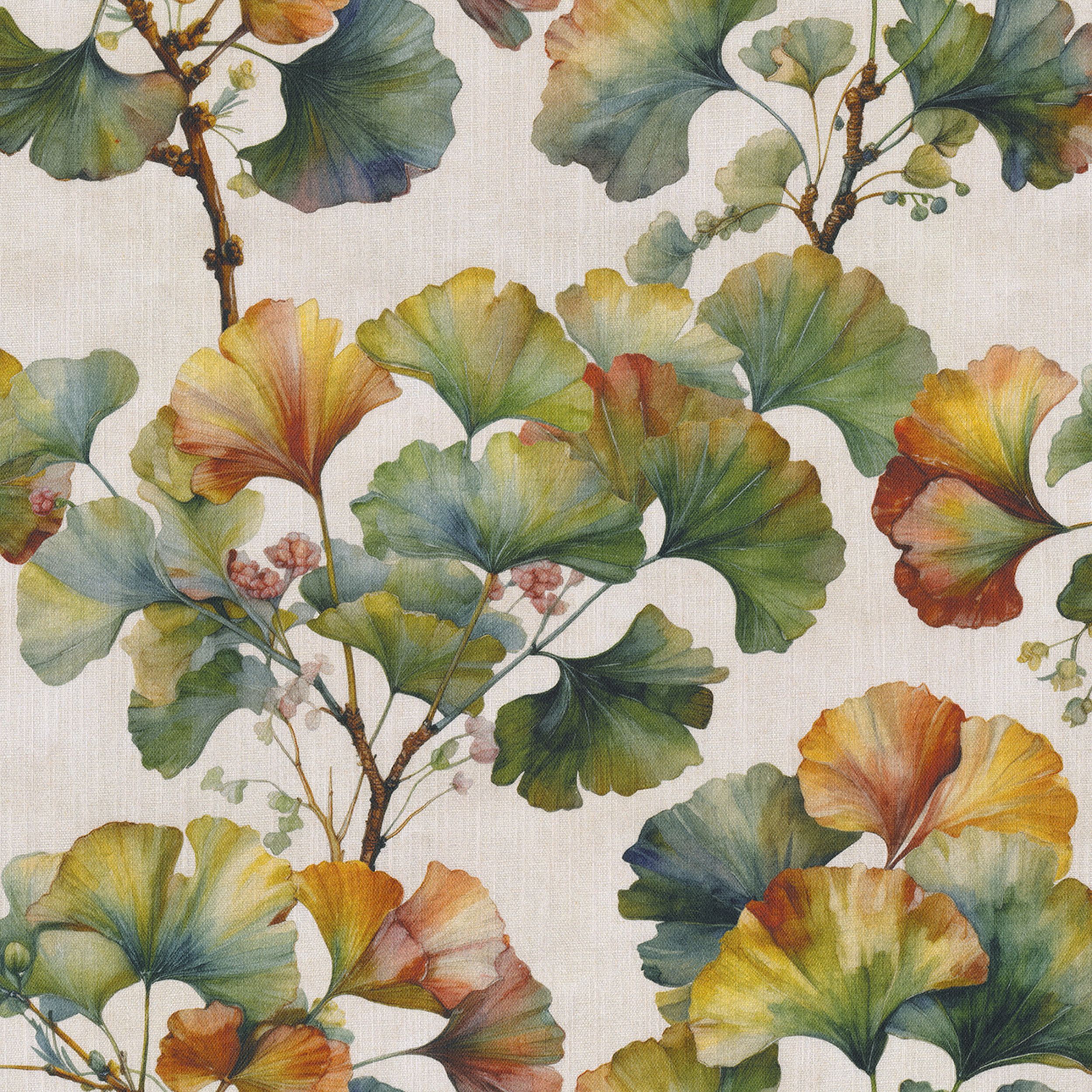 Botanic Viscose 145-18 naturhvit med print